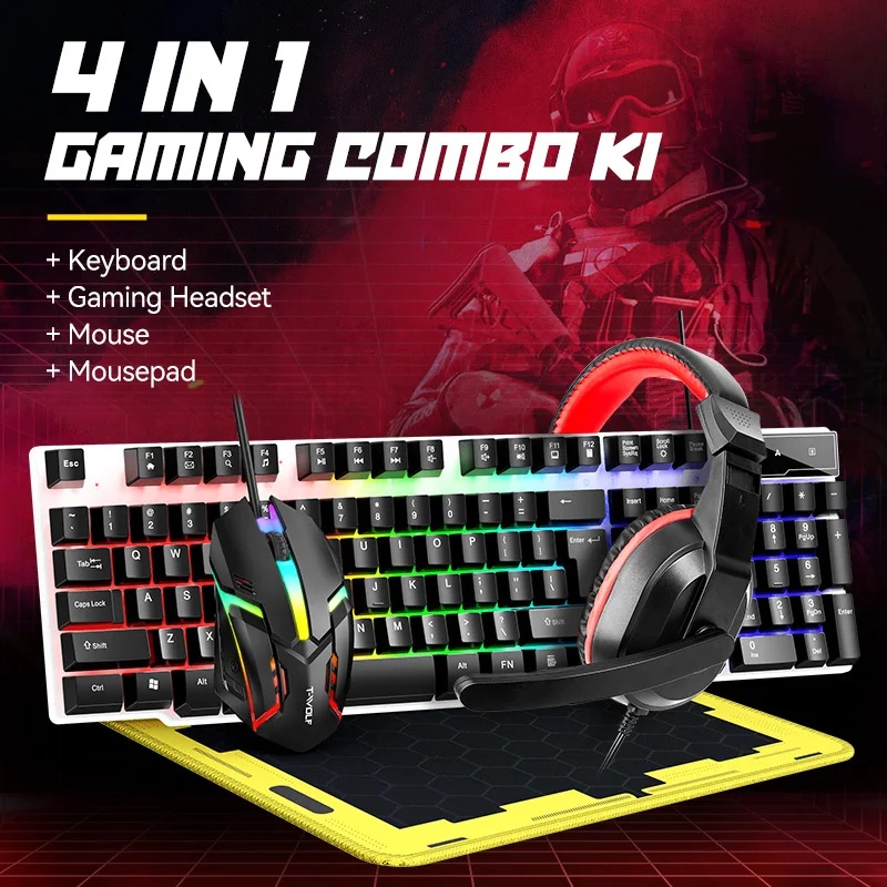 Gaming Headset Wired - NOWE Zestawy Klawiatury i Myszy USB